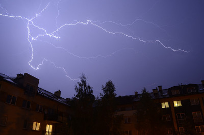 雷声闪电闪电夜空