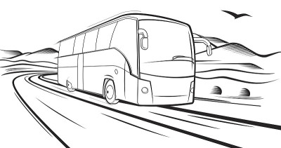 公共汽车在路上行驶