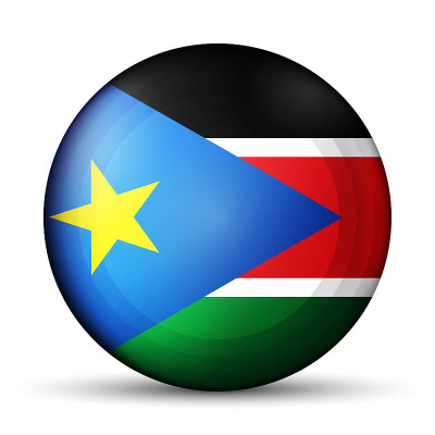 Glass light ball with flag of South Sudan. Round s