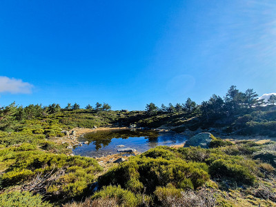 Peñalara冰川马戏团和Peñalara冰川泻湖，在马德里的瓜达拉马山脉。