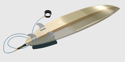 当组装一个冲浪板时，单个零件和组件的结构- 3d插图