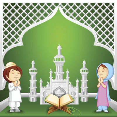 穆斯林孩子为开斋节提供namaaz