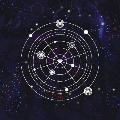 抽象神秘的几何符号。线性炼金术，神秘学，哲学符号。