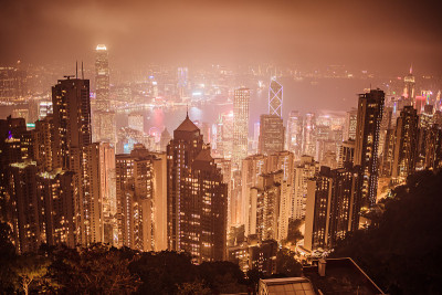 香港著名夜景照片从太平山顶