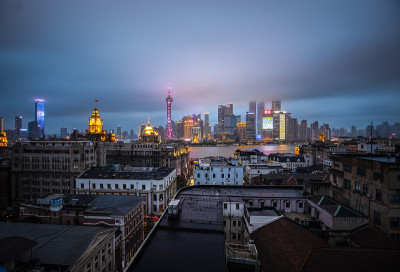 上海外滩和陆家嘴夜景