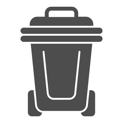 Plastic trash can solid icon, Cleaning service con
