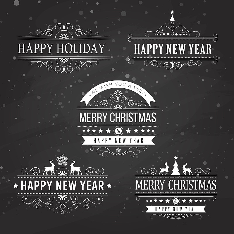 Christmas decoration collection of calligraphic an_模板素材-稿定设计