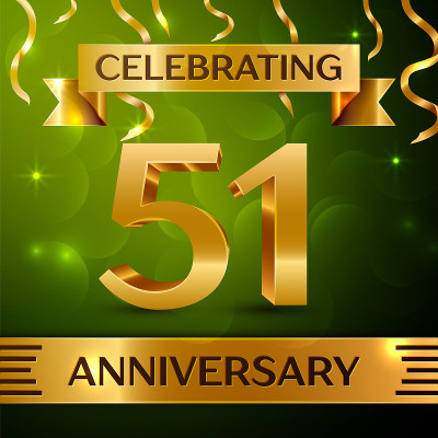 Realistic Fifty one 51 Years Anniversary Celebrati