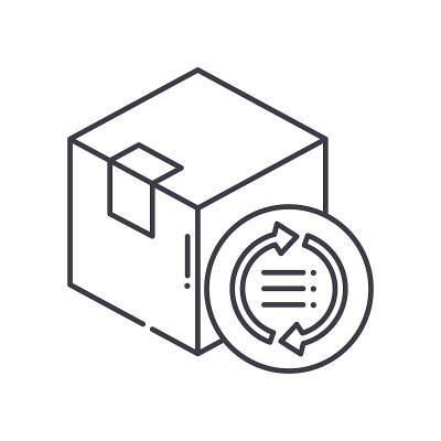 Order fulfillment icon, linear isolated illustrati