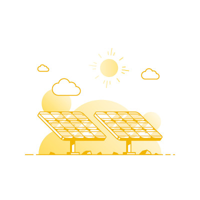 太阳能电池板在白色背景，矢量插图