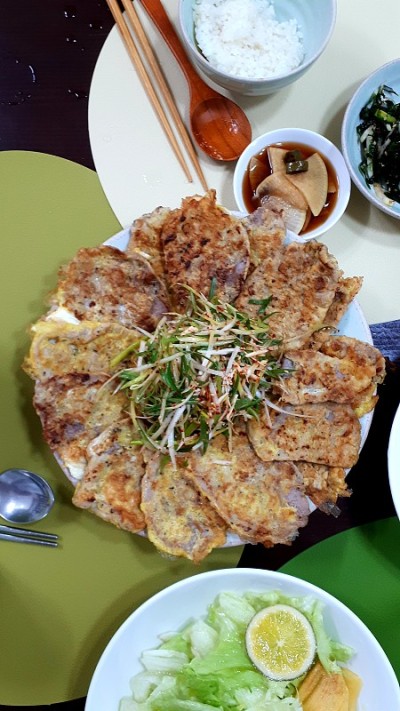 韩国的食物。肉pencake