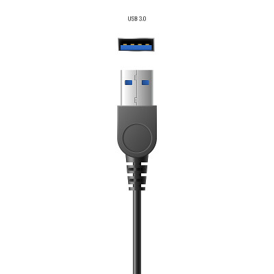 现实的usb 3.0连接器插头端口，用于有线连接。用于智能手机充电器的电脑电缆
