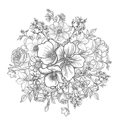 鲜花花束。花的贺卡。