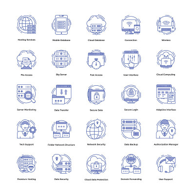 Web Hosting Icons Set