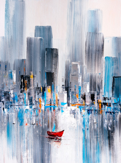 油画-曼哈顿湾，纽约