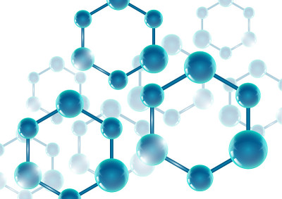 化学矢量纳米技术背景与3d大分子。矢量插图科学，化学，物理，教育和其他项目。