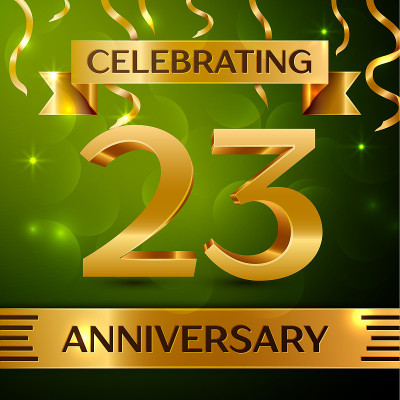Realistic Twenty three 23 Years Anniversary Celebr