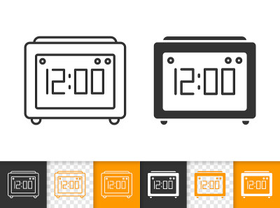 Clock simple black line vector icon
