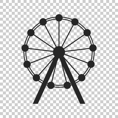摩天轮矢量图标。公园里的旋转木马图标。的游乐设施说明。
