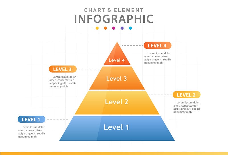 商业信息图表模板。4步金字塔图。