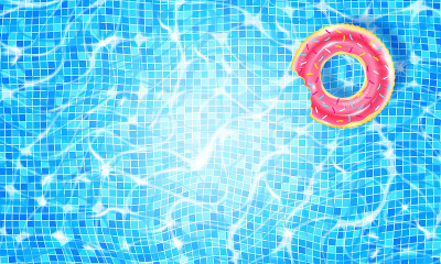 Swimming pool with floating ring, caustic ripple a