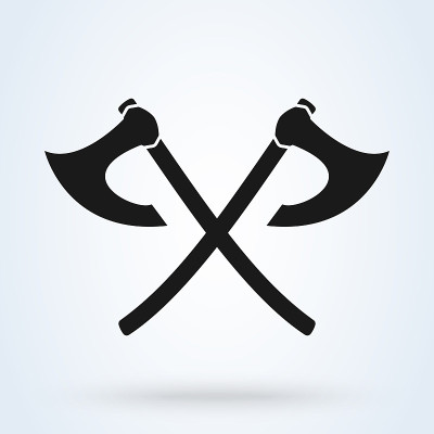 Crossed ax viking isolated on white background. Ve