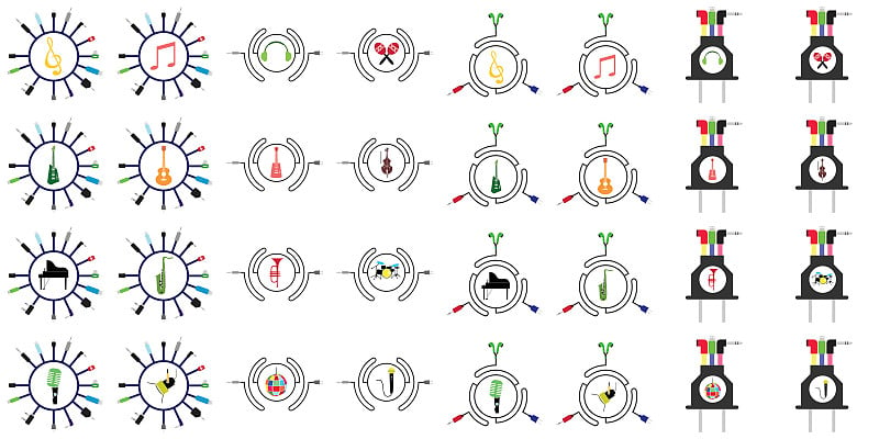 乐器矢量具有插孔和连接的概念