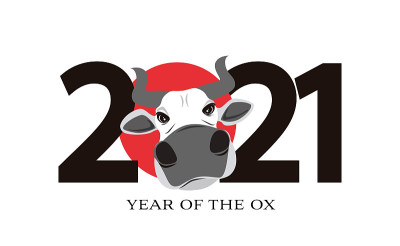 2021年是牛年。中国的占星方向。新年快乐背景。