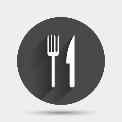 吃符号图标。餐具的象征。刀叉。