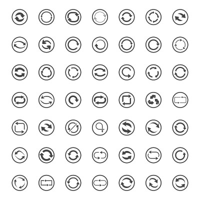 Repeat icons set. set of 49 refresh filled icons s