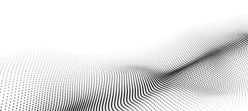 运动粒子的波在白色背景上的抽象矢量3d插图。