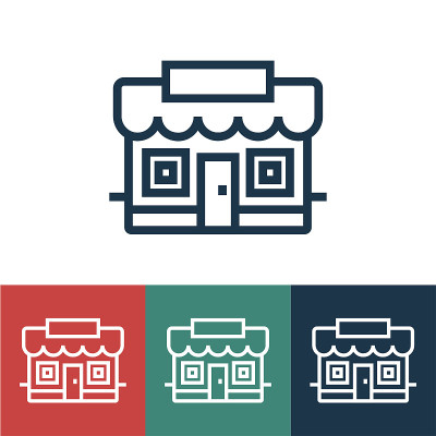 线性矢量图标与商店