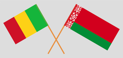 Crossed flags of Mali and Belarus