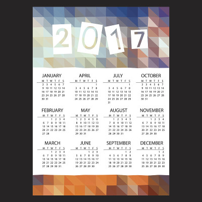 2017年商业挂历低多边形色彩主题图案