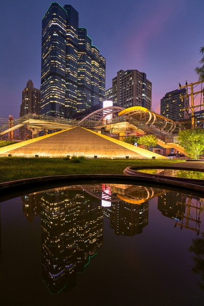 令人惊叹的景色暮色天际线的城市景观建筑泰国曼谷