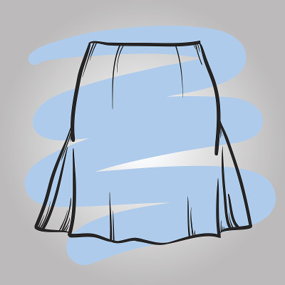 时尚的裙子模型手绘矢量插图
