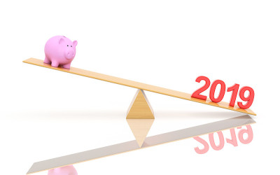 新年2019与小猪模型- 3D渲染图像