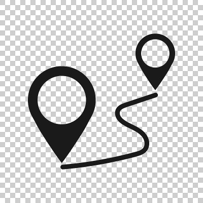 透明风格的距离引脚图标。Gps导航矢量图上的孤立背景。传播旅游的经营理念。