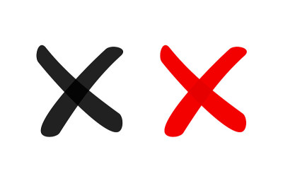 X关闭删除十字标记符号图标隔离，拒绝手写错误选择元素，拒绝勾选按钮