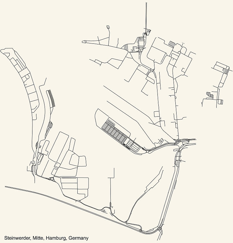 汉堡-米特自治市(bezirk)施泰因维尔德区街道地图
