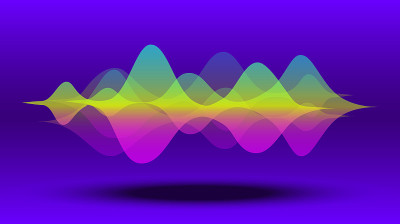 多色抽象流体声波。矢量插图。