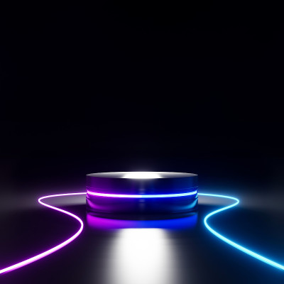 3d渲染空霓虹灯讲台。