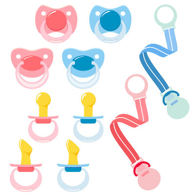 Set soother pacifier icons for newborn babies. Set