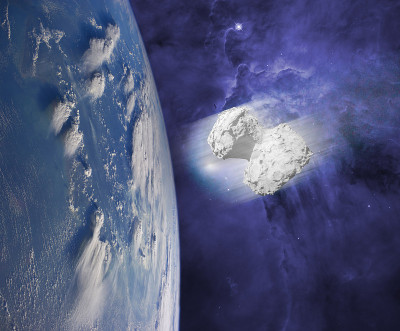 小行星、彗星或流星来到地球。由美国宇航局提供的图像元素