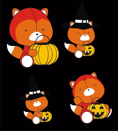 可爱的小狐狸女巫和恶魔服装万圣节套装