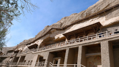 中国甘肃敦煌莫高窟的古代佛教建筑
