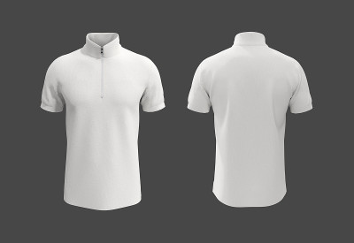 半拉链Tracktop polo衫模型。前后视图
