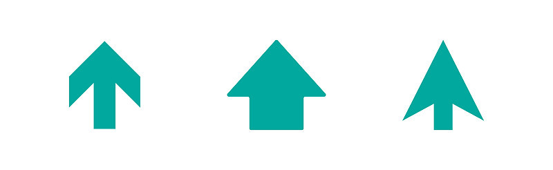 三个蓝色的正方形箭头图标。向上滑动按钮设置。孤立在白色的。