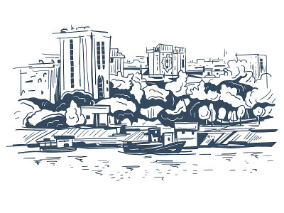 有现代建筑的城市街景