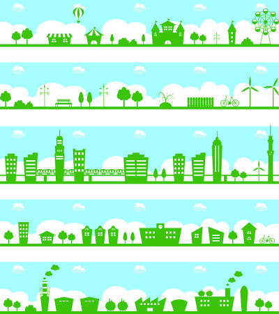 城市景观剪影插图